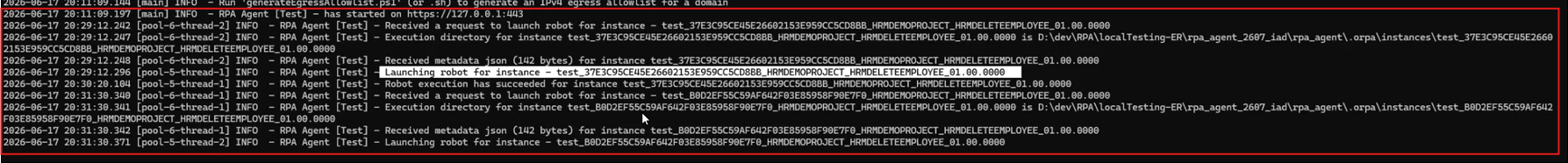 Robot local testing details from the command prompt Robot local testing details from the command prompt