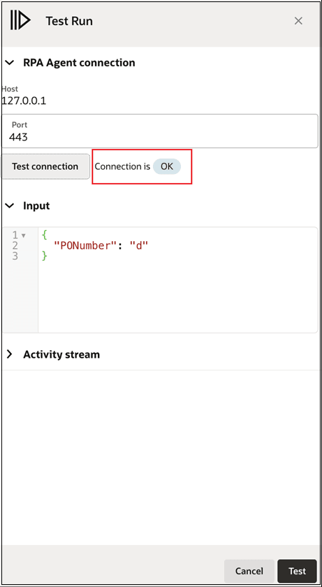 Local test connection is OK