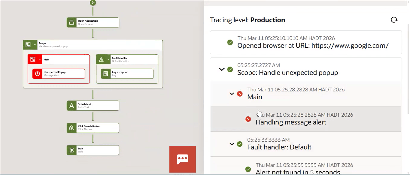 Robot agent with Scope for handling exceptions