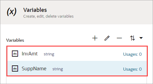 Two variables appear: InvAmt and SuppName