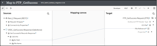 The mapper shows Dir Path in the Source tree mapped to Job Id in the Target tree. In the middle is the Mapping canvas column.