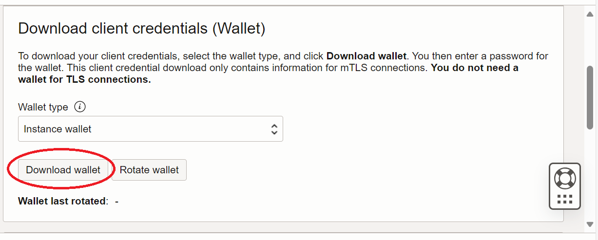 Download client credentials (Wallet)
