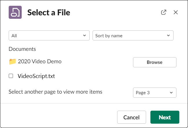 Select a File dialog