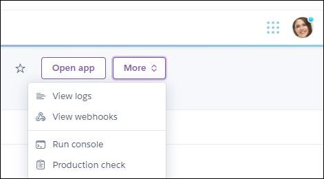 This image shows where to view webhooks in Heroku.