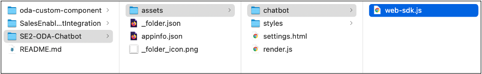 This image shows the web-sdk file in the SE2-ODA-Chatbot/assets/chatbot folder.