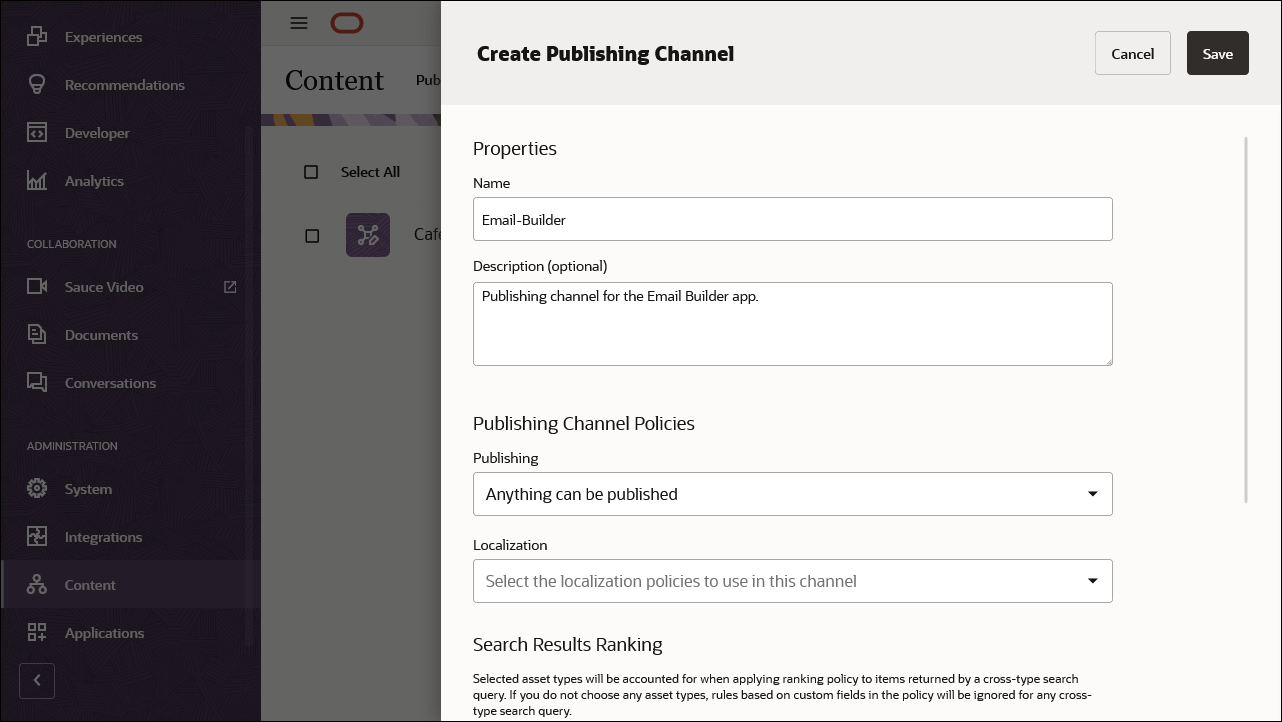 New ‘Video-Hub’ publishing channel included in the list of publishing channels.