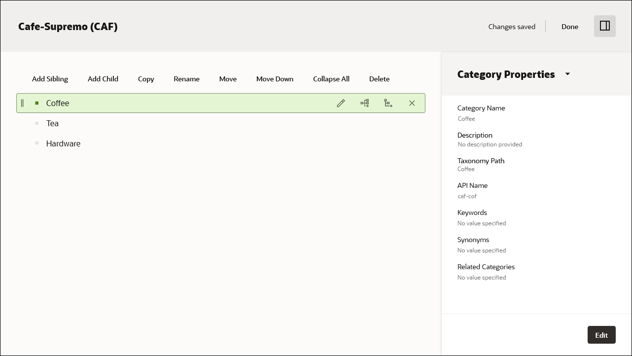 Create a taxonomy with categories.