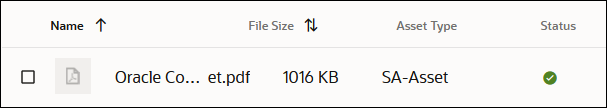This image shows a green status for the newly uploaded asset.