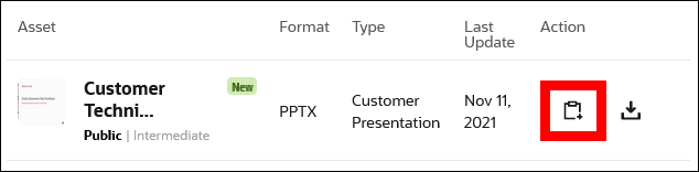 This image shows an item in a list with the clipboard icon.