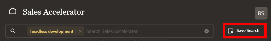 This image shows the search bar, with the Save Search option highlighted.