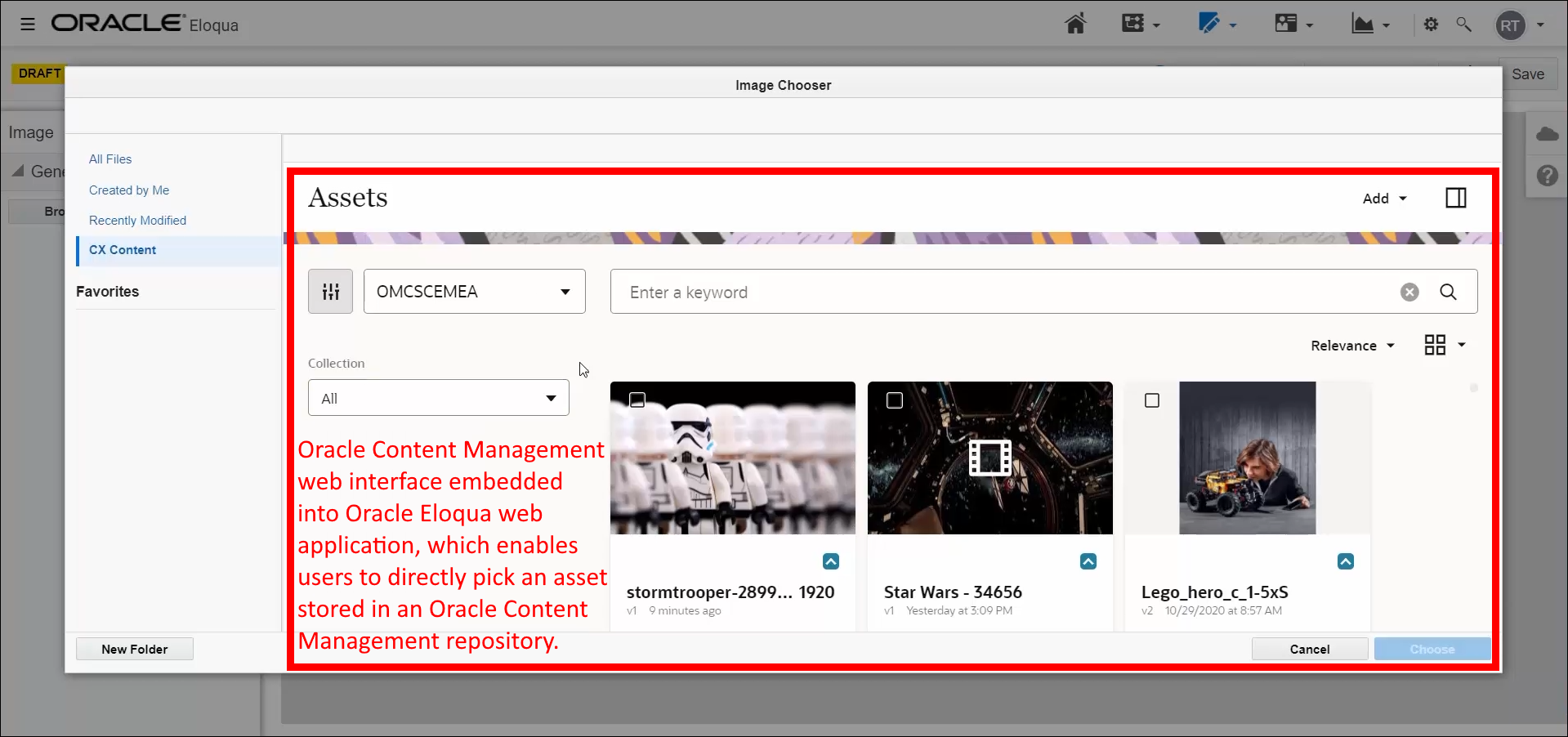 Embedded Oracle Content Management UI