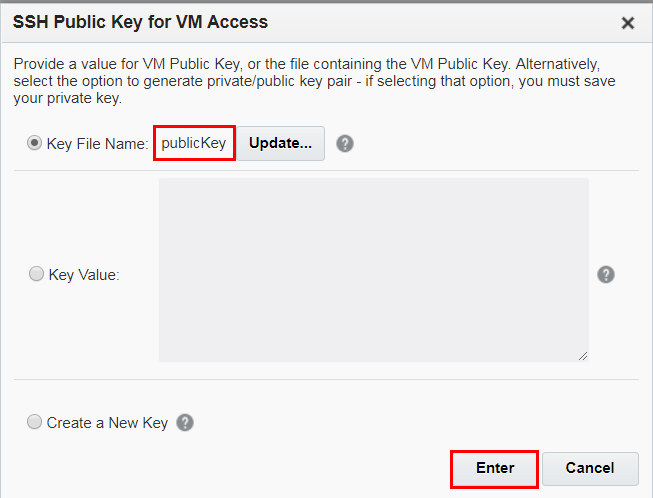 SSH Public Key for VM Access