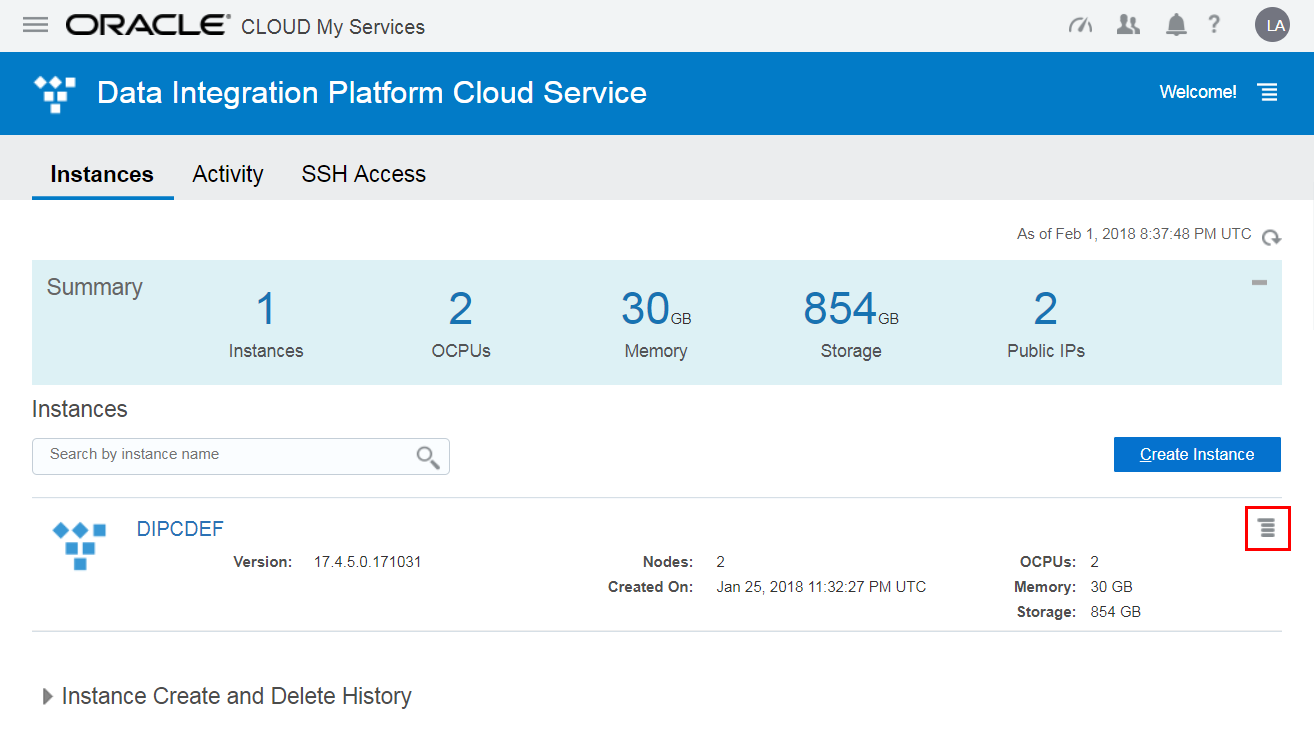 Data Integration Platform Cloud Services page