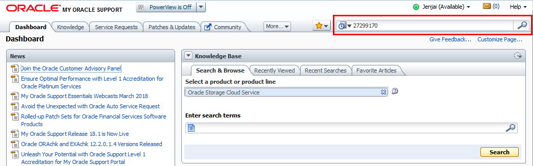 Search Oracle Support