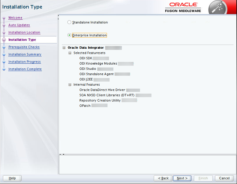 Setting the installation type