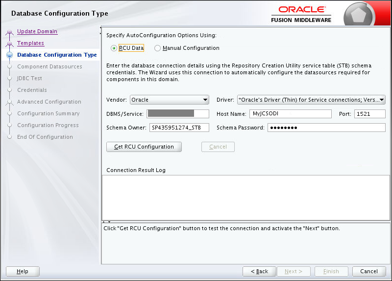 Database configuration type