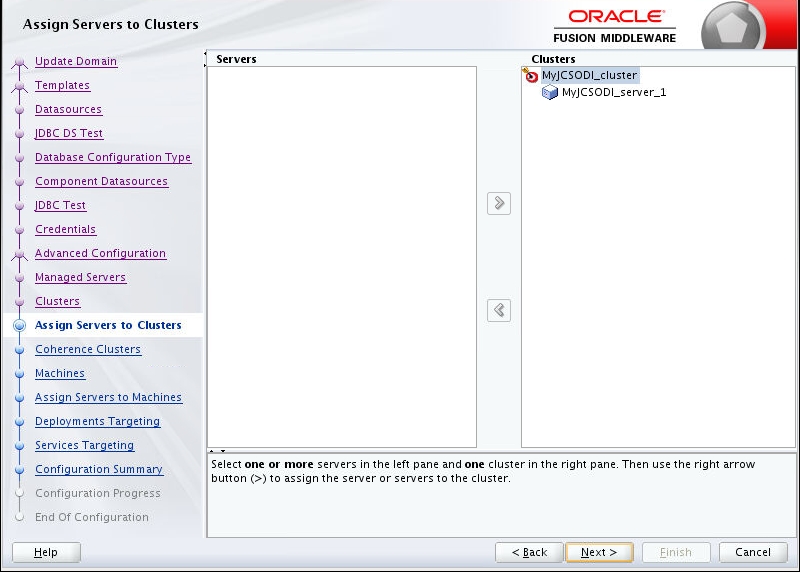 Assign servers to clusters