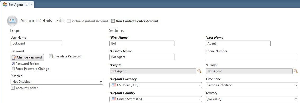 Screenshot of the Account Details page with the described fields entered.
