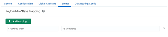 Screenshot of the + Add Mapping button, the Payload type field and the State name field.