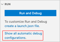 Show all automatic debug configurations