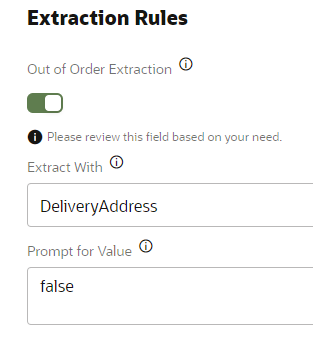 An image of the of the NamedAddress Out of Order Extraction option.