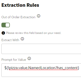 An image of the of the DeliveryAddress Out of Order Extraction option.