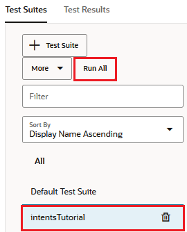 The Run All button in the Test Suites page.