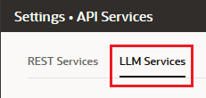 The LLM Services tab