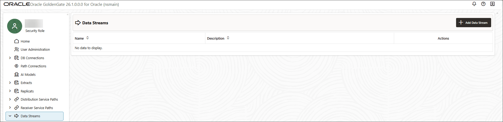Data Streams page Data Streams page