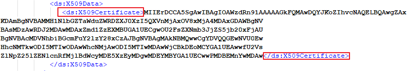 Image img1.png displays the metadata content with ds:X509Certificate and ds:X509Certificate tags highlighted.