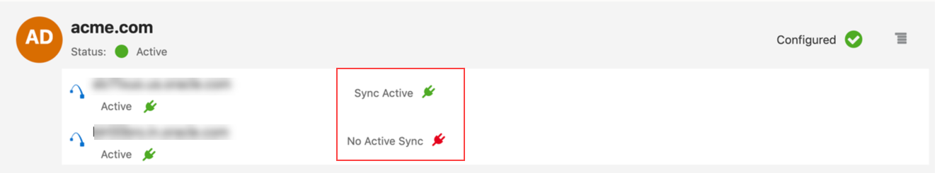 Screenshot of one AD Bridges running Active Sync.