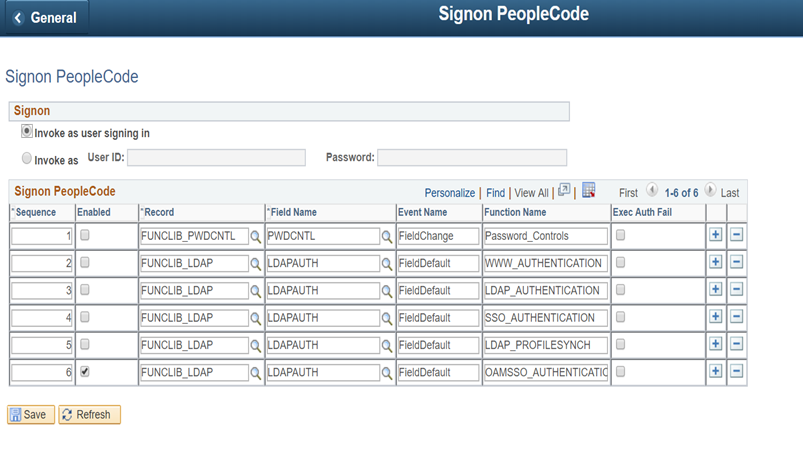 Signon People Code Screen