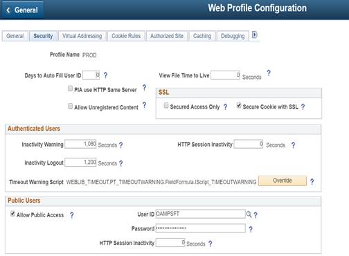 PeopleSoft HCM Console - Security Tab