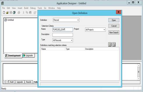 Application Designer Definition Window