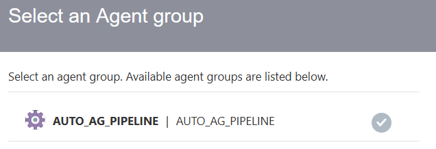Select an Agent group dialog with available agent groups listed.
