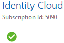 Identity Cloud tile, which includes the Subscription Id value and a green icon.