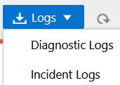 Logs menu with selections for Diagnostic Logs and Incident Logs.