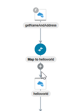 The + icon between a map and an adapter connection is displayed for selection.