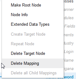 Delete Mapping option being selected from the menu of options