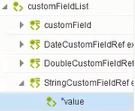StringCustomFieldRef element and value subelement.