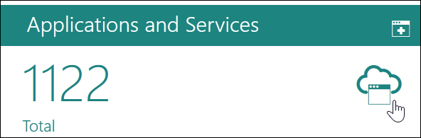 Image shows the Applications and Services link. The total number of applications and the link to access the applications page are shown.