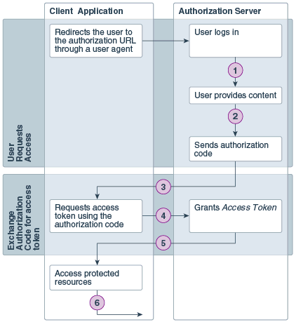 Steps performed as part of OAuth authorization code credentials flow