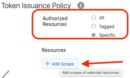 Add Scope button in the Resources section.