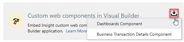 Embedded Dashboards dialog Visual Builder selection