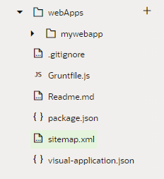 Source View showing the sitemap.xml added to the root of a visual application