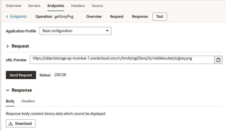 Screenshot showing the endpoint's Test tab with the Download button for saving the binary response.