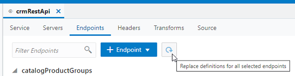 Replace definitions for all selected endpoints button