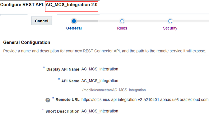 general Configuration information of AC_MCS_integration