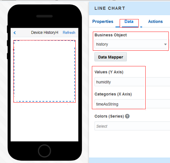 Bind data to the Line Chart of the DeviceHistoryH screen