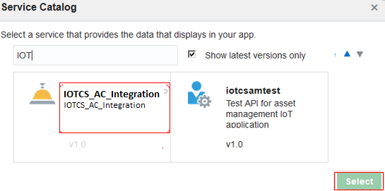Service Catalog screen